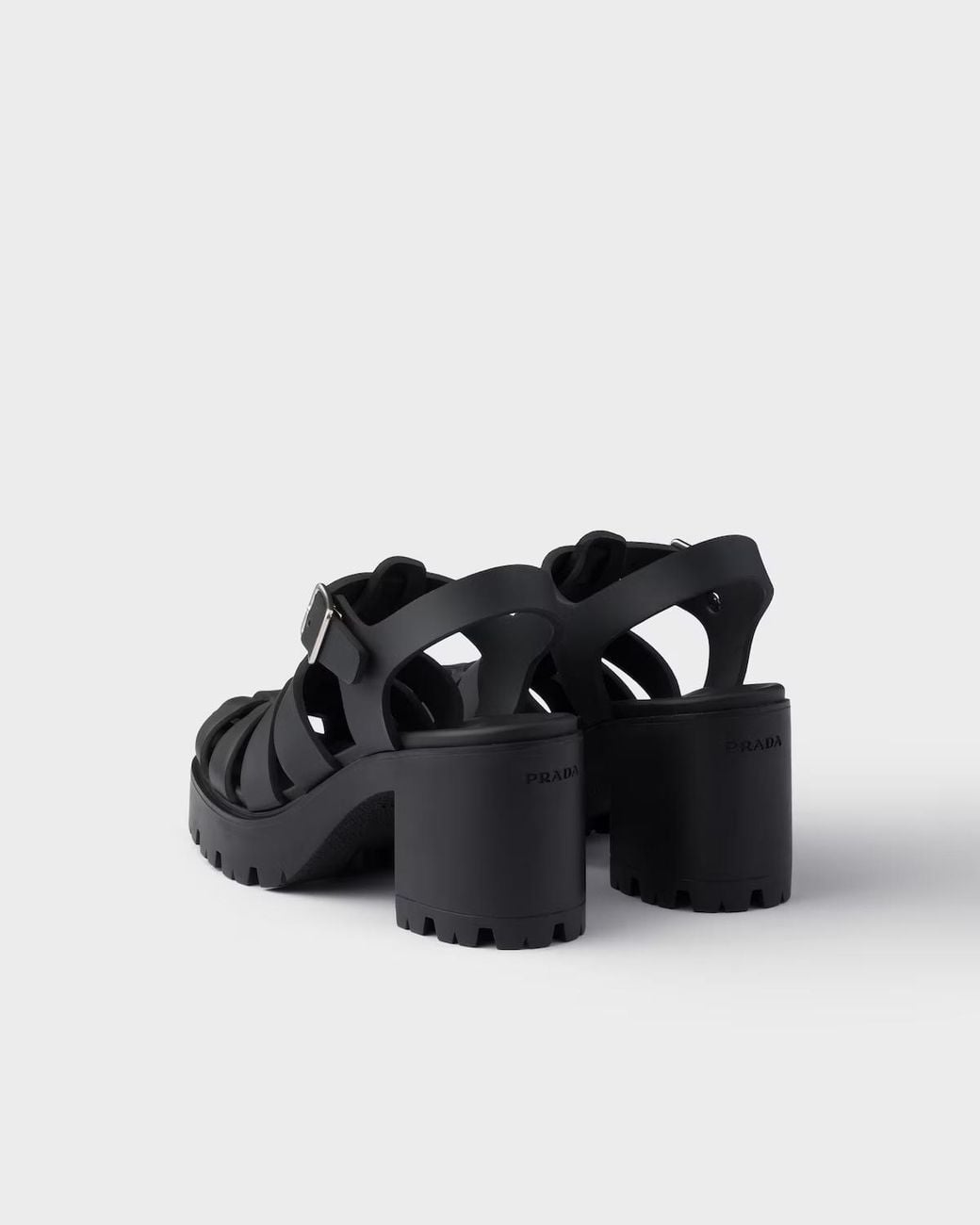 Prada Black Rubber Platform Sandals