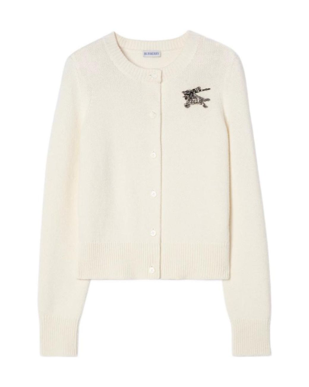 Burberry White Wool-Cashmere Ekd Cardigan