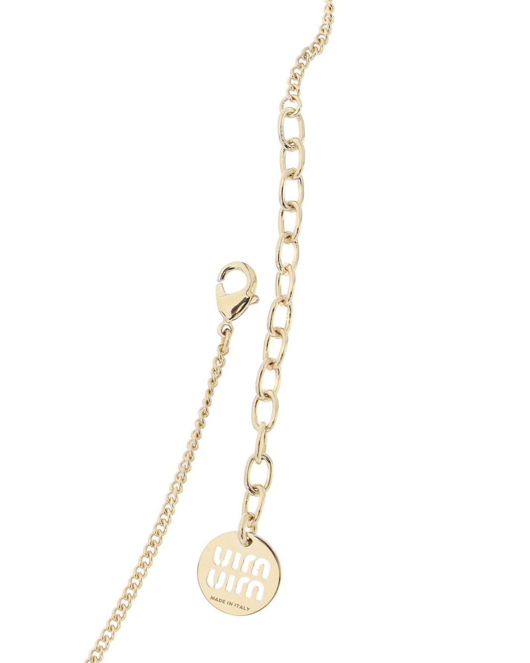 Miu Miu White Logo-Detailed Round Necklace