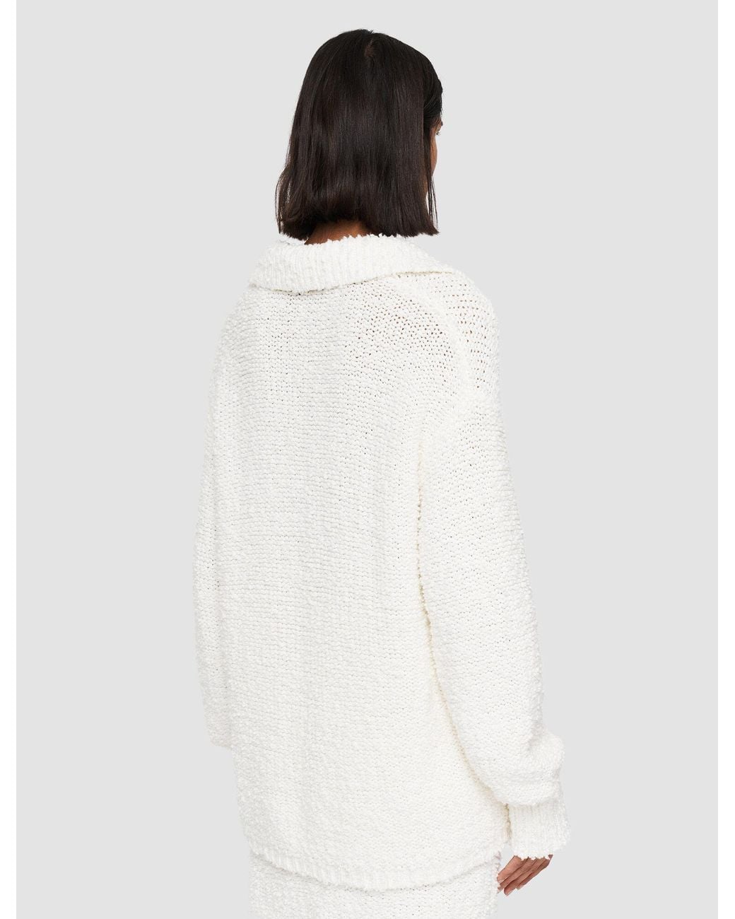 Joseph White Long Sleeved Polo Jumper