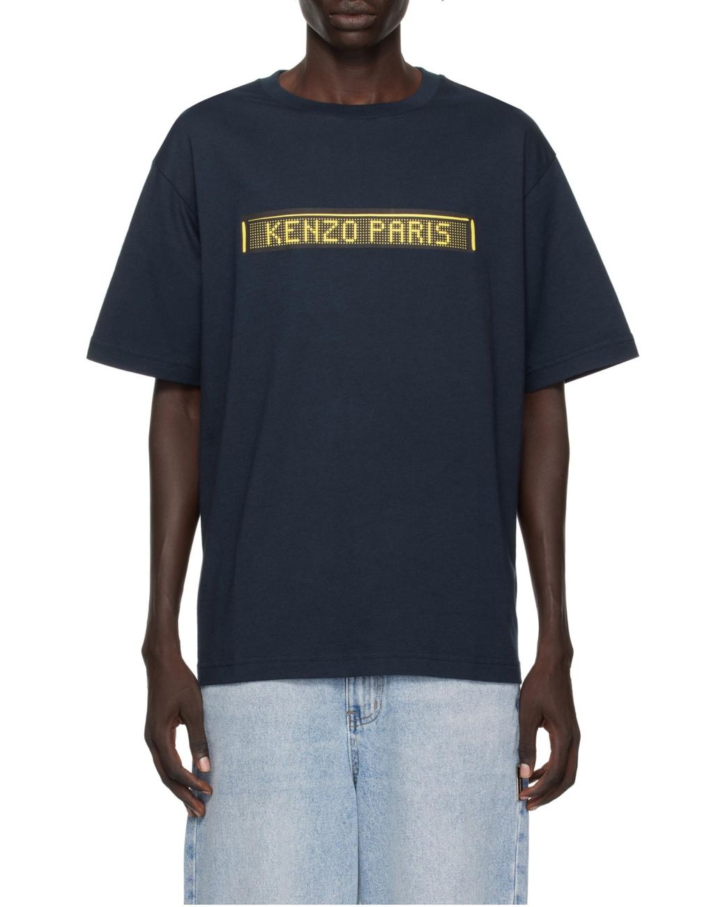KENZO Blue Paris Logo Printed Crewneck T-Shirt for men