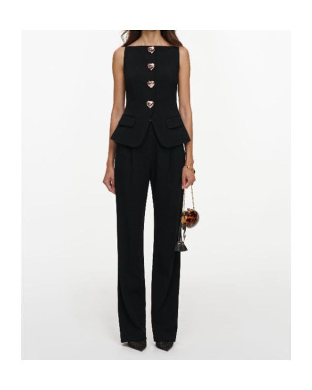 Self-Portrait Black Sleeveless Crepe Jumpsuit