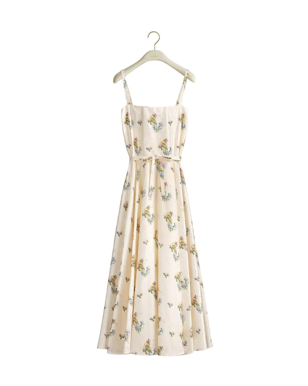 Dior Metallic Mid-Length Flared Dress With Belt