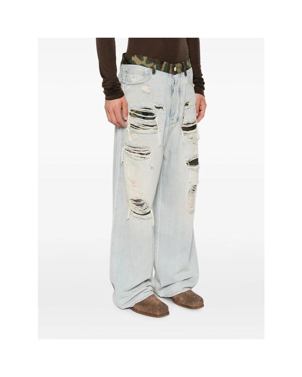 Amiri Gray Repaired Baggy Jeans for men