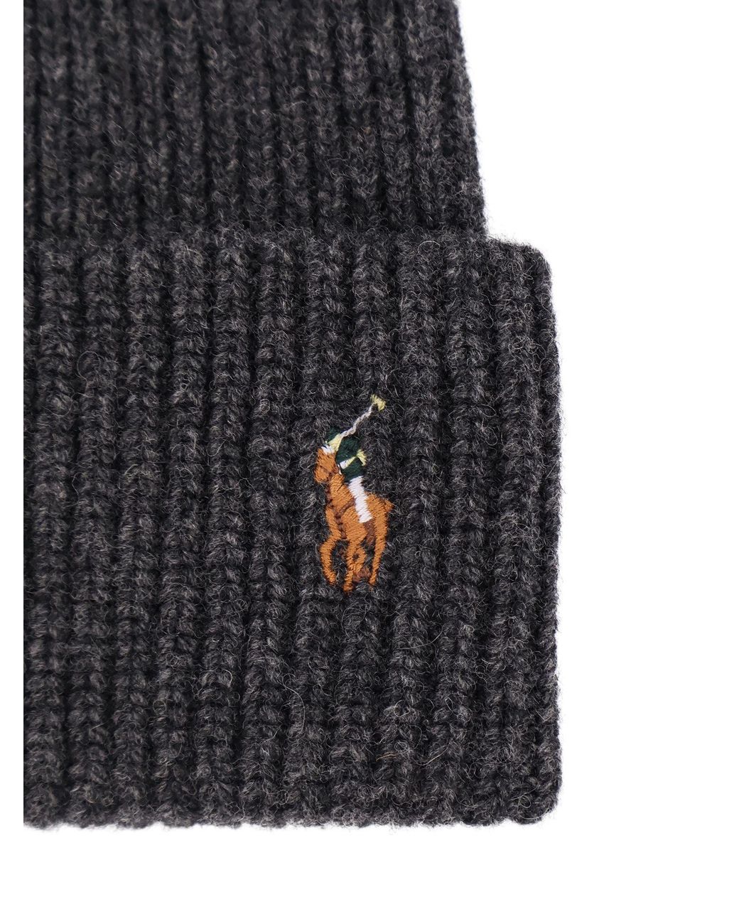 Polo Ralph Lauren Blue Ribbed Logo Beanie Hat for men