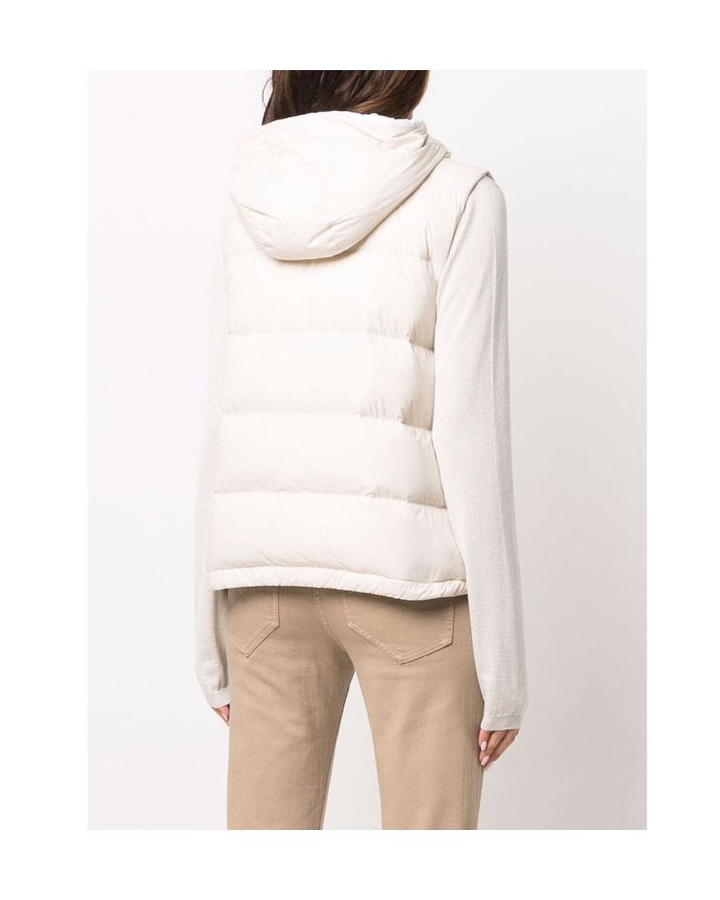 Brunello Cucinelli White Hooded Puffer Gilet