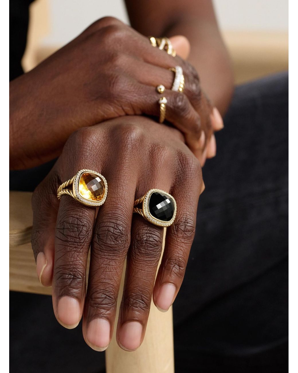 David Yurman Multicolor 18- Karat, Onyx And Diamond Ring