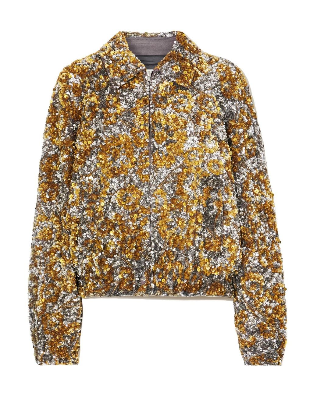 Dries Van Noten Metallic Vinnia Embellished Zip Jacket