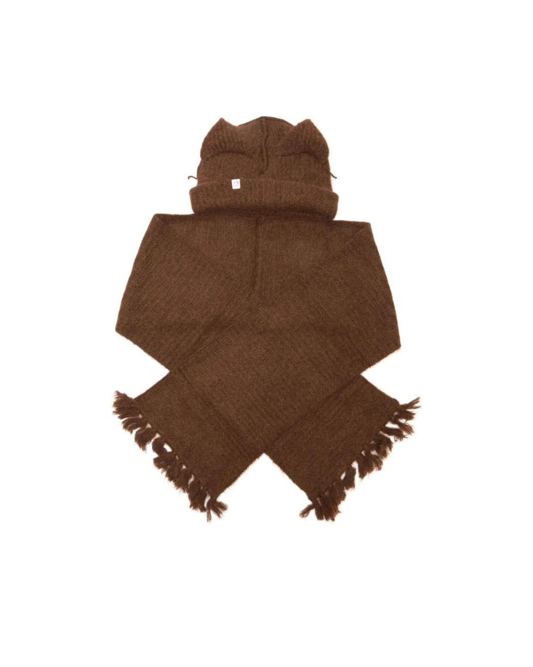charlesjeffreyloverboy Brown Thick Ear Scarf And Hat for men