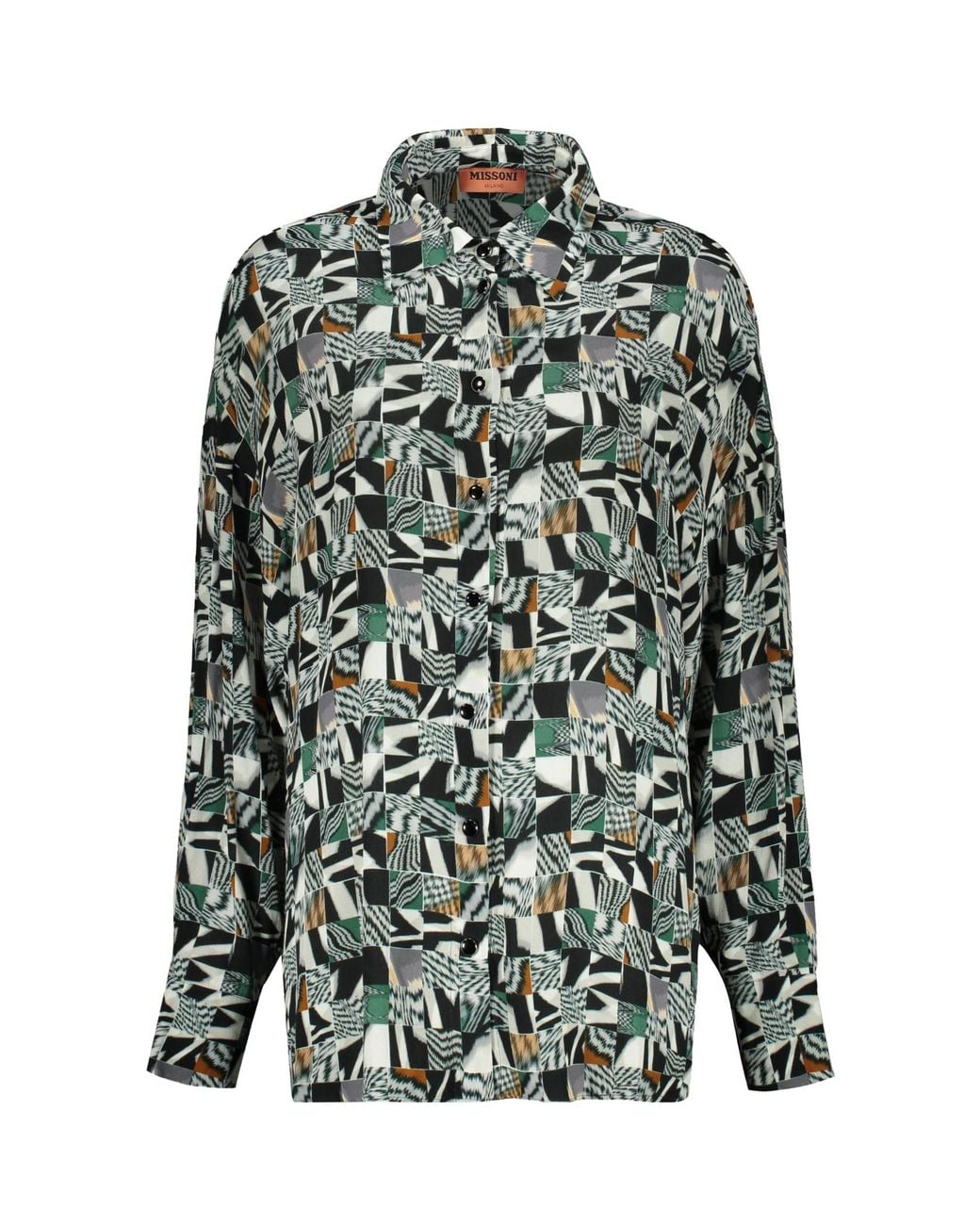 Missoni Green Geometric Print Button-Up Shirt