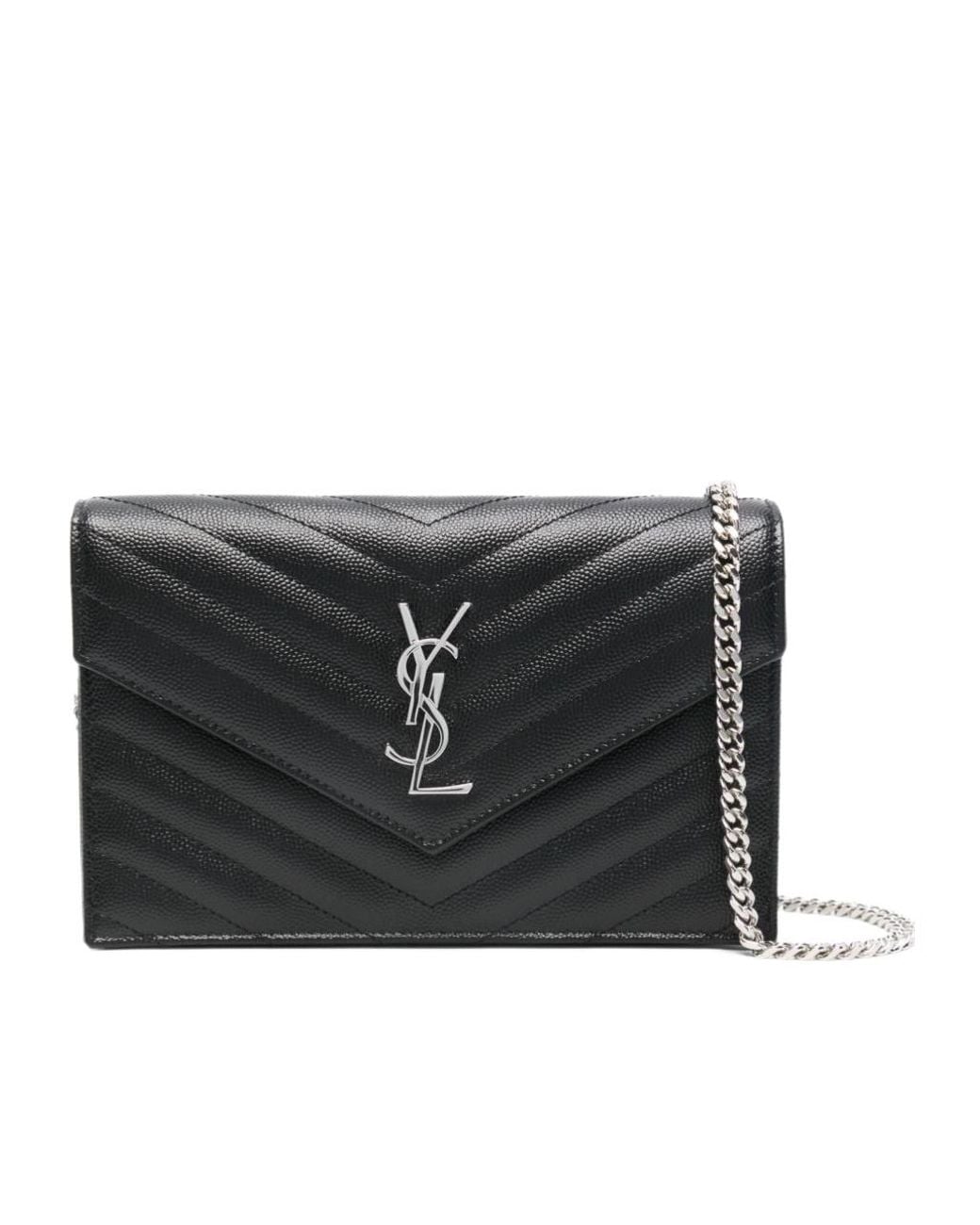 Saint Laurent Black Cassandre Envelope Chain Wallet