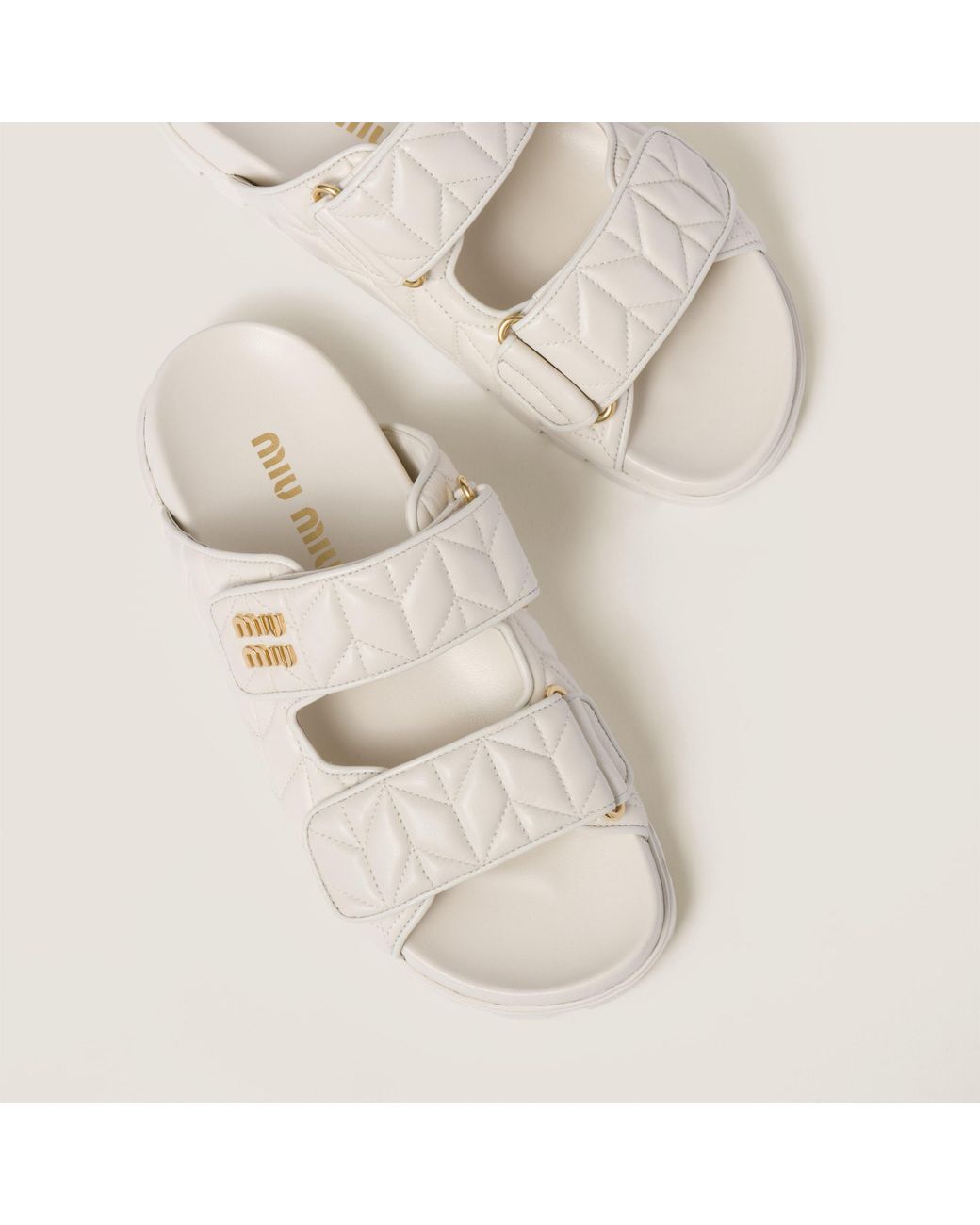 Miu Miu White Quilted Slip-On Sandals