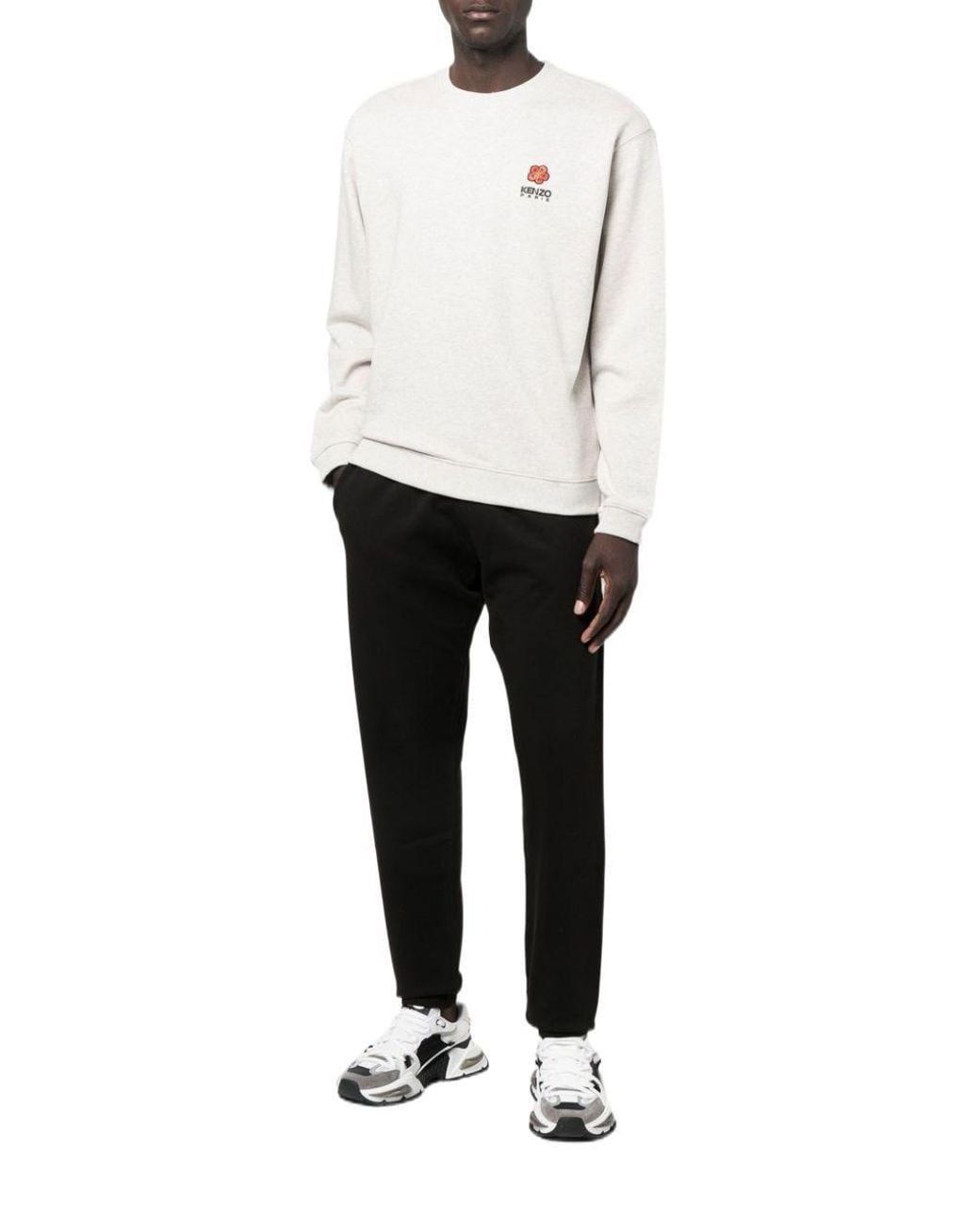 KENZO Black Logo Embroidered Jogging Pants for men