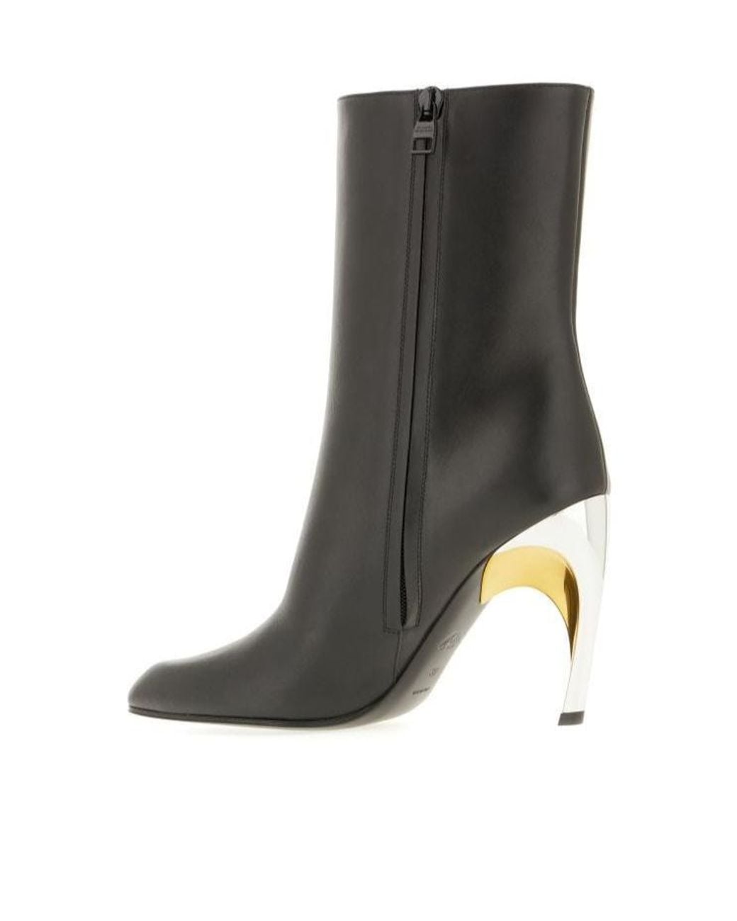 McQueen Black 95Mm Leather Ankle Boots