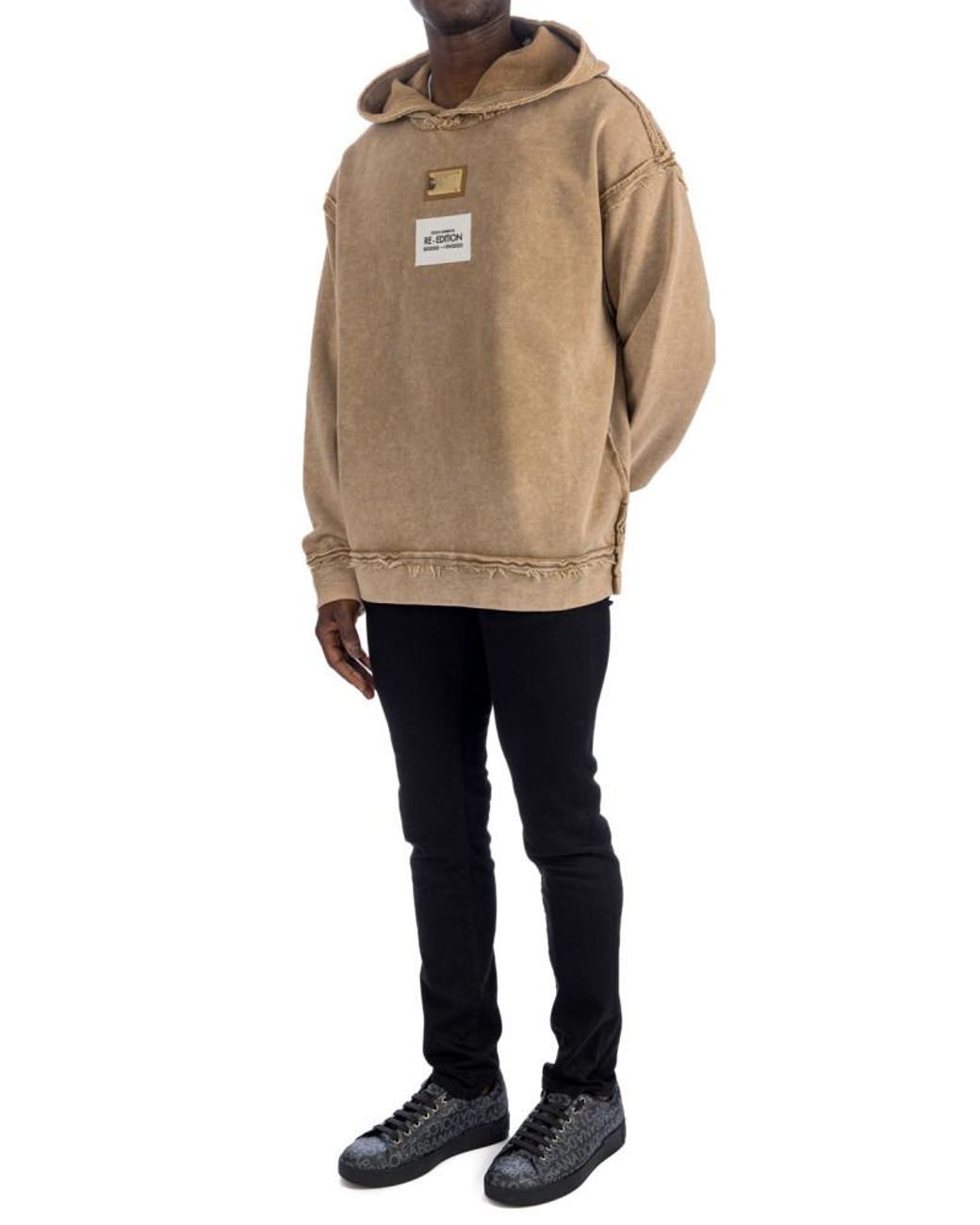 Dolce & Gabbana Natural Logo Plaque Hoodie for men