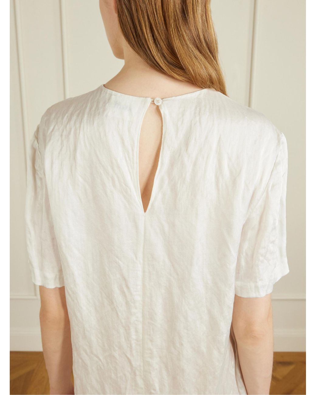 Khaite White Webber Crinkled-Voile Midi Dress