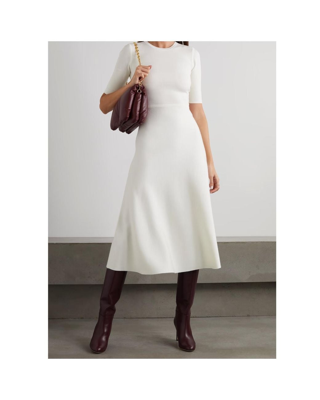 Gabriela Hearst White Short-Sleeve Midi Dress