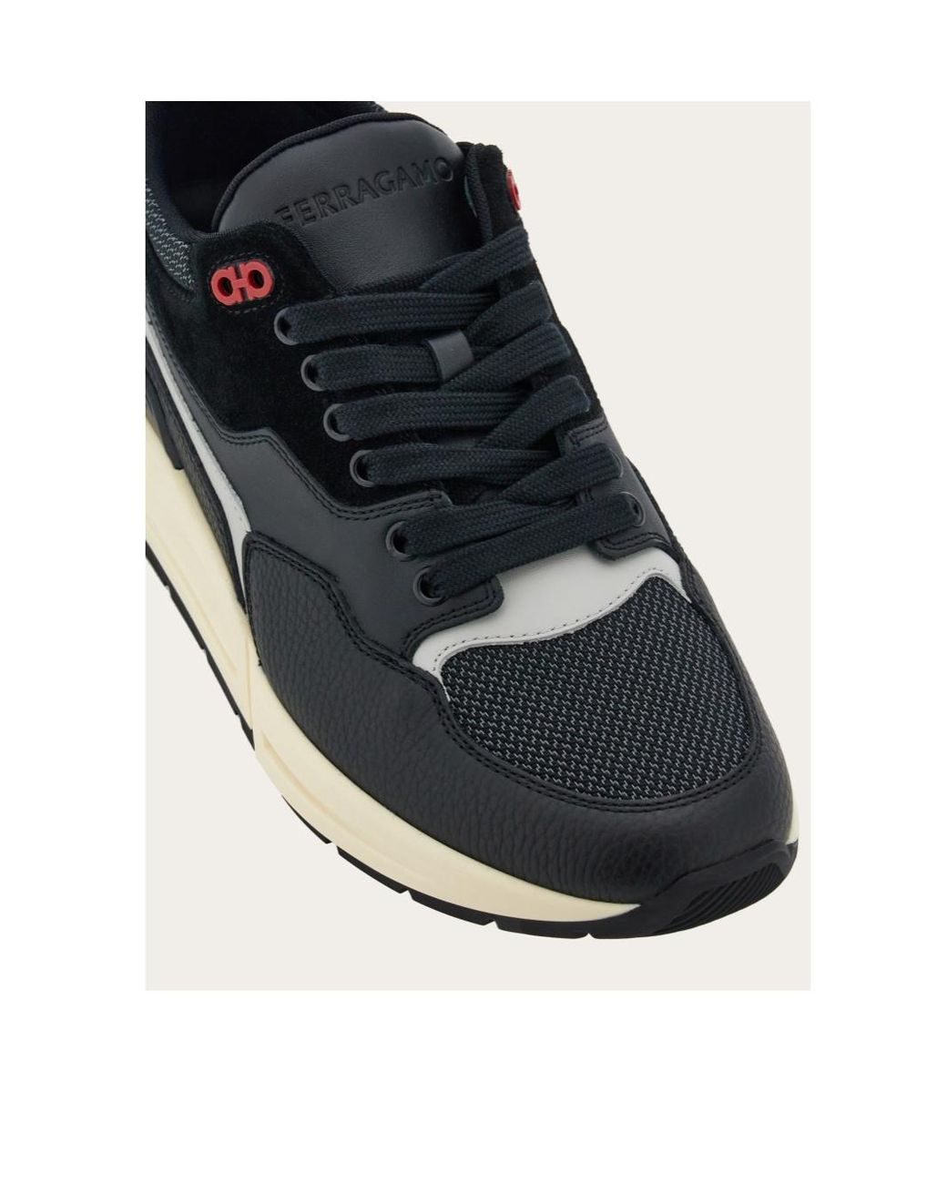 Ferragamo Black Low-Top Lace-Up Sneakers for men