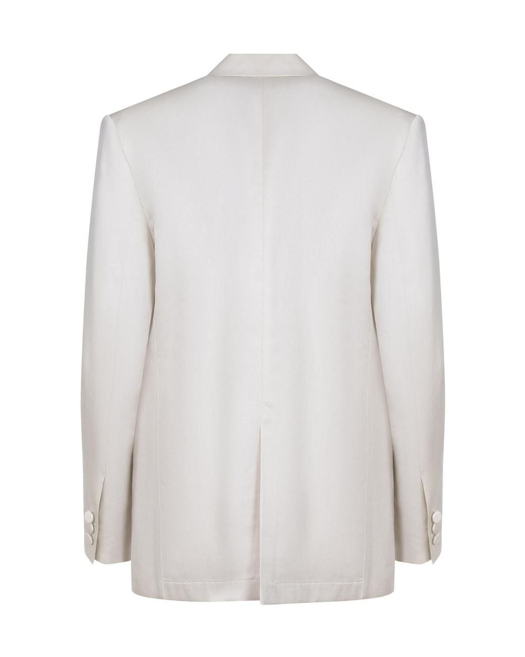 Alysi White Double-Breasted Satin-Trim Blazer