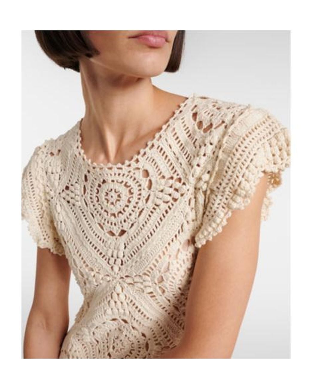 Ulla Johnson Natural Annalisa Crochet Cotton Maxi Dress