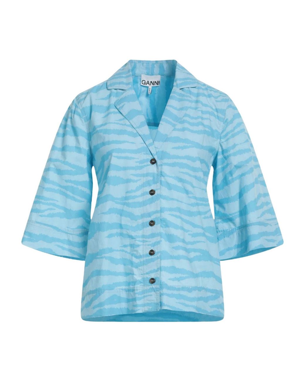 Ganni Blue Two-Tone Shirt