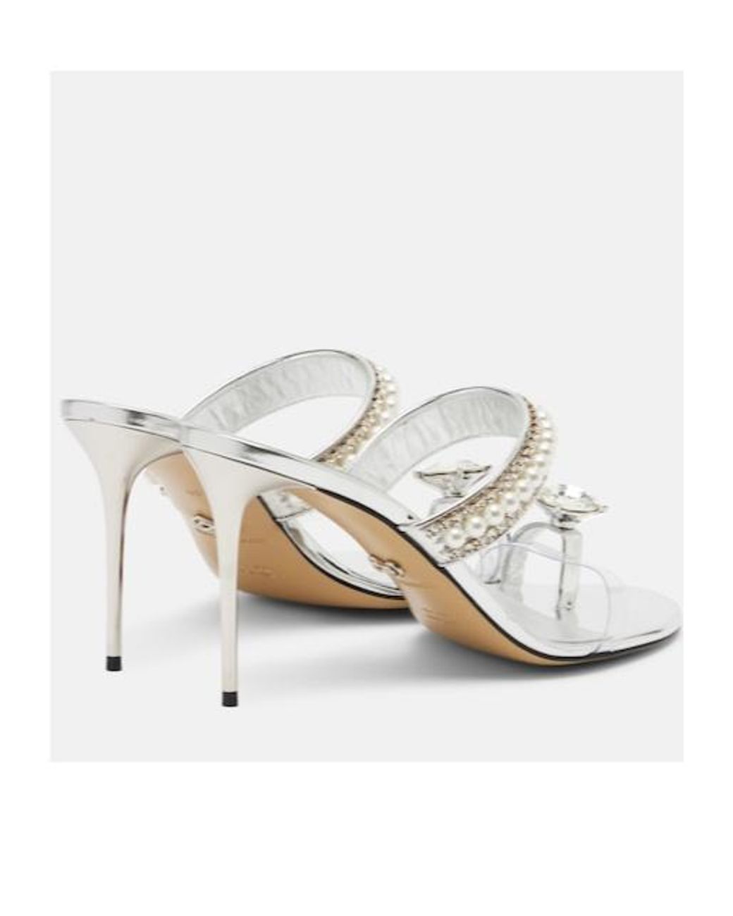 Mach & Mach White Diamond Of Elizabeth 95 Leather Mules