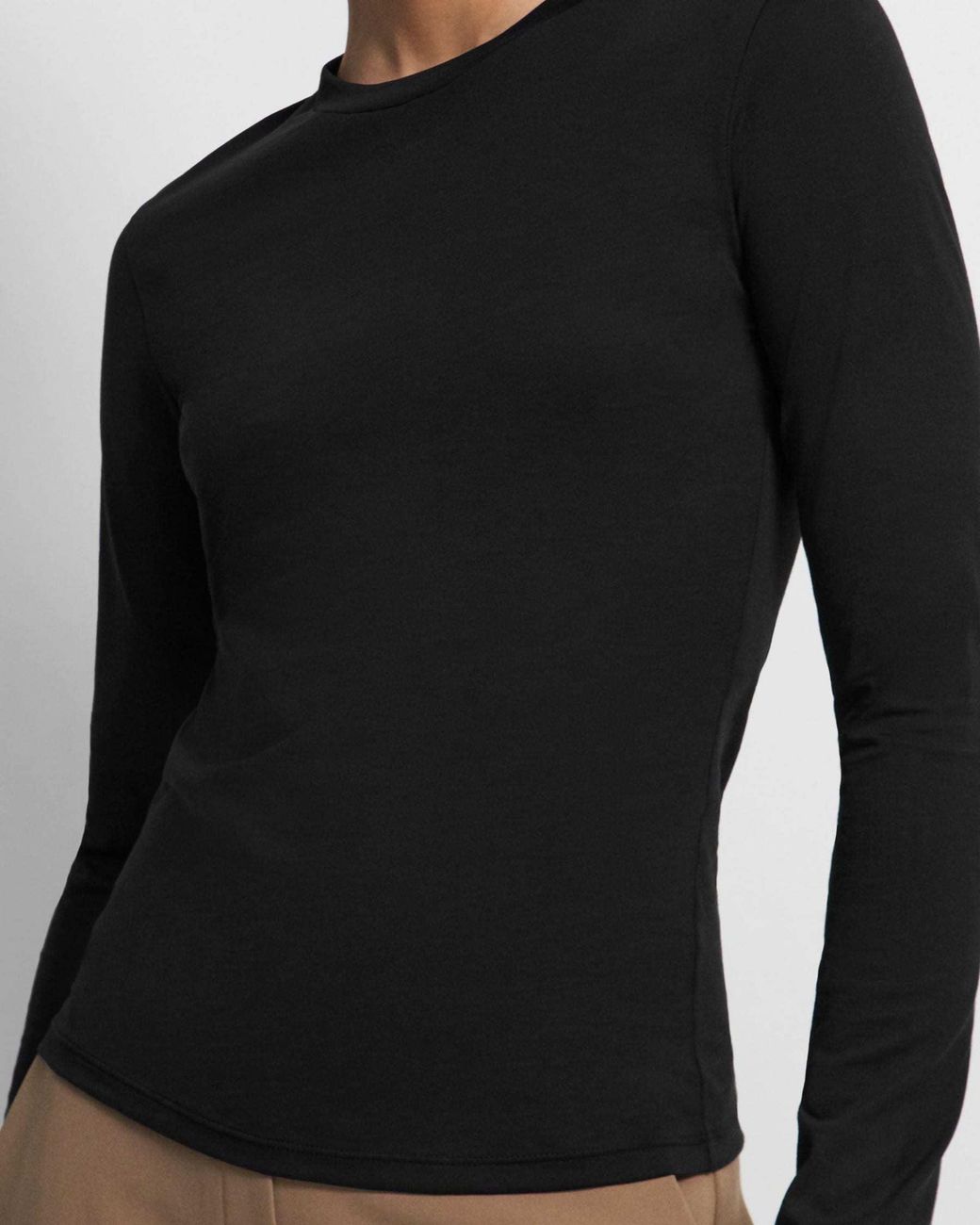 Theory Black Long Sleeved Crewneck Top