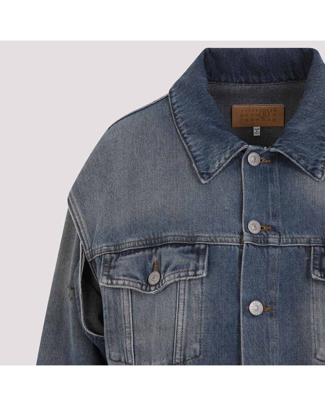 MM6 by Maison Margiela Blue Distressed Denim Jacket
