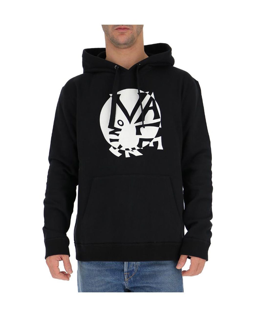 Valentino Black Logo Printed Hooded Sweater for men