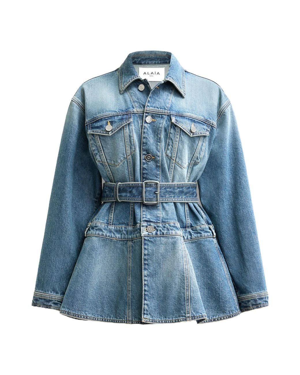 Alaïa Blue Alaïa Denim Peplum Jacket