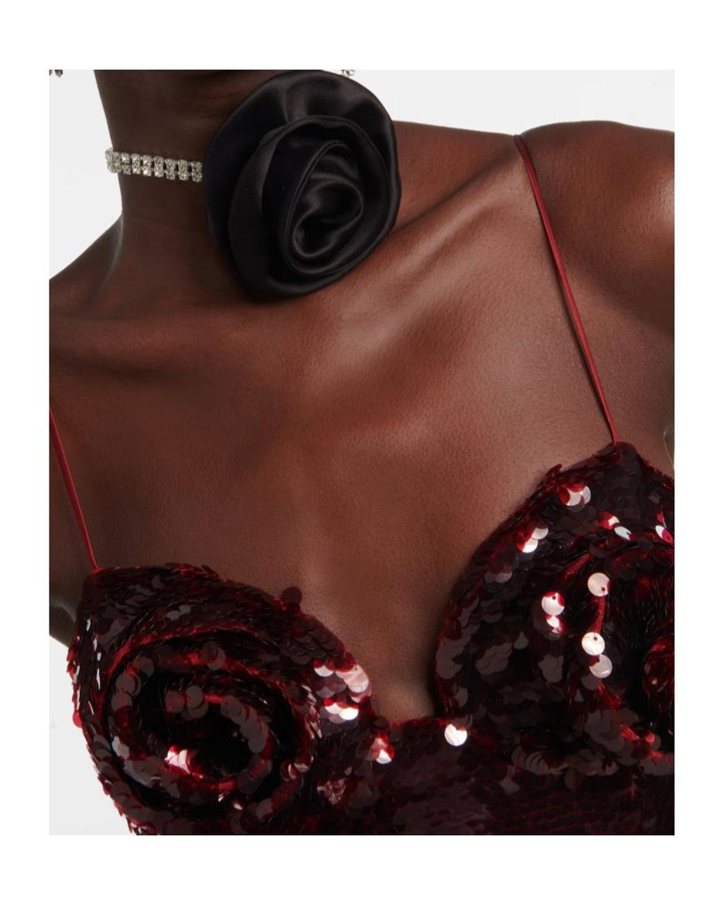 Magda Butrym Black Floral-Appliqué Crystal-Embellished Choker