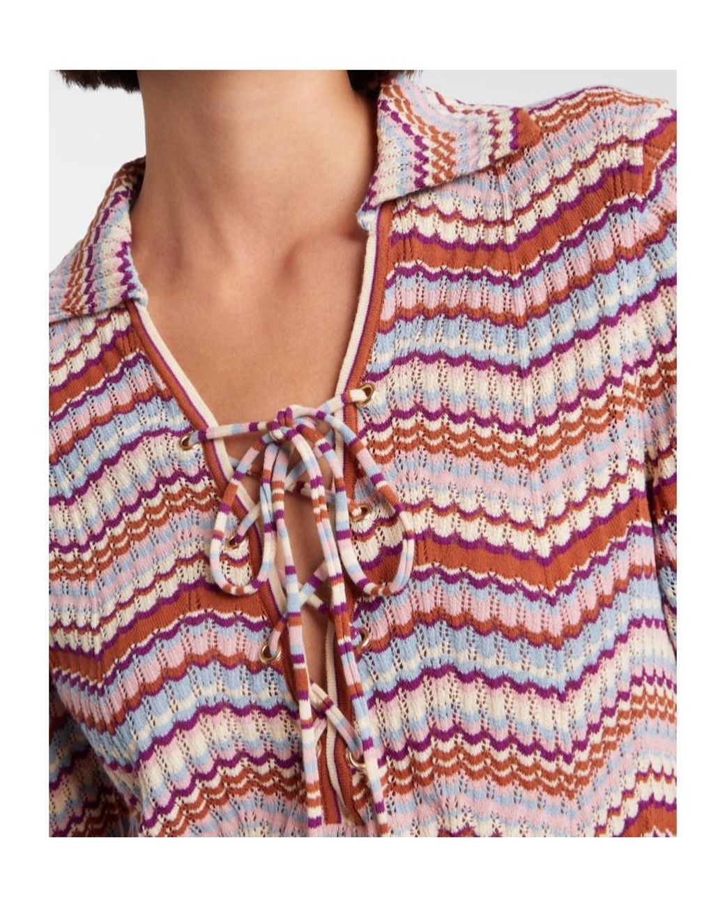 Rixo Red Brody Chevron Cotton Top