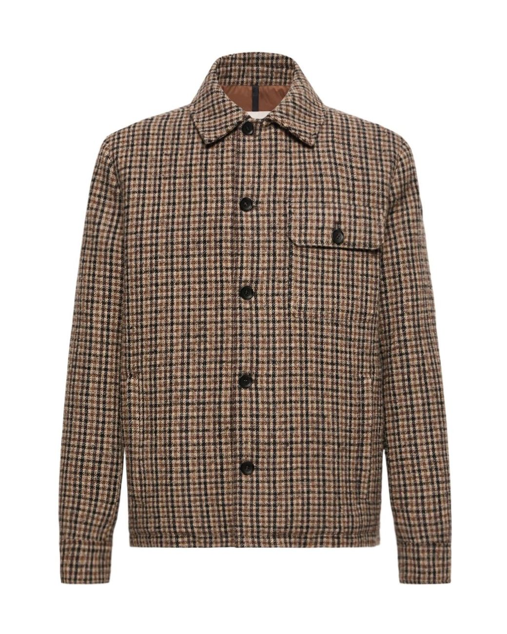 Moncler Brown Norfol Wool Blend Down Shirt Jacket for men
