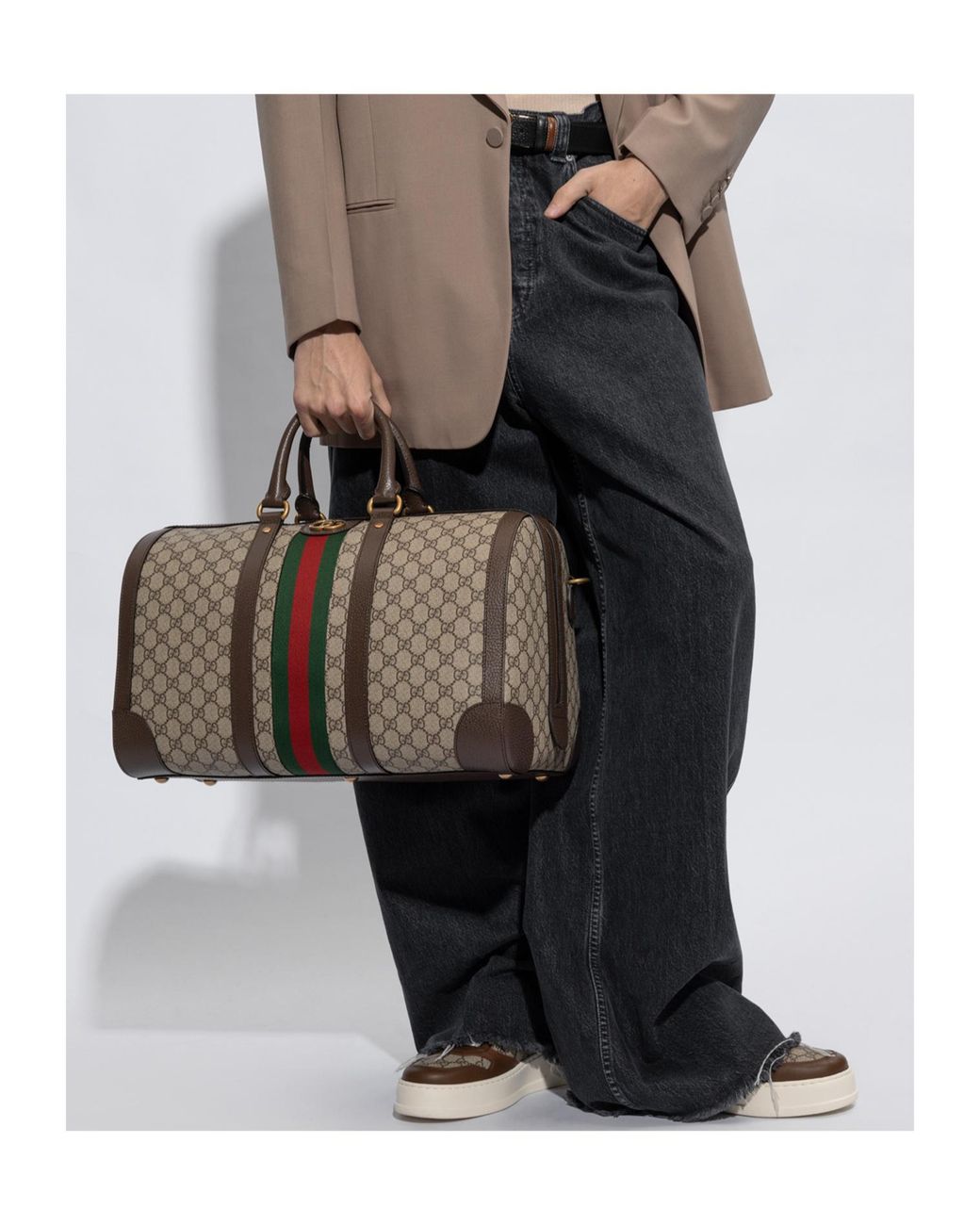 Gucci Brown Savoy Small Zipped Duffle Bag for men