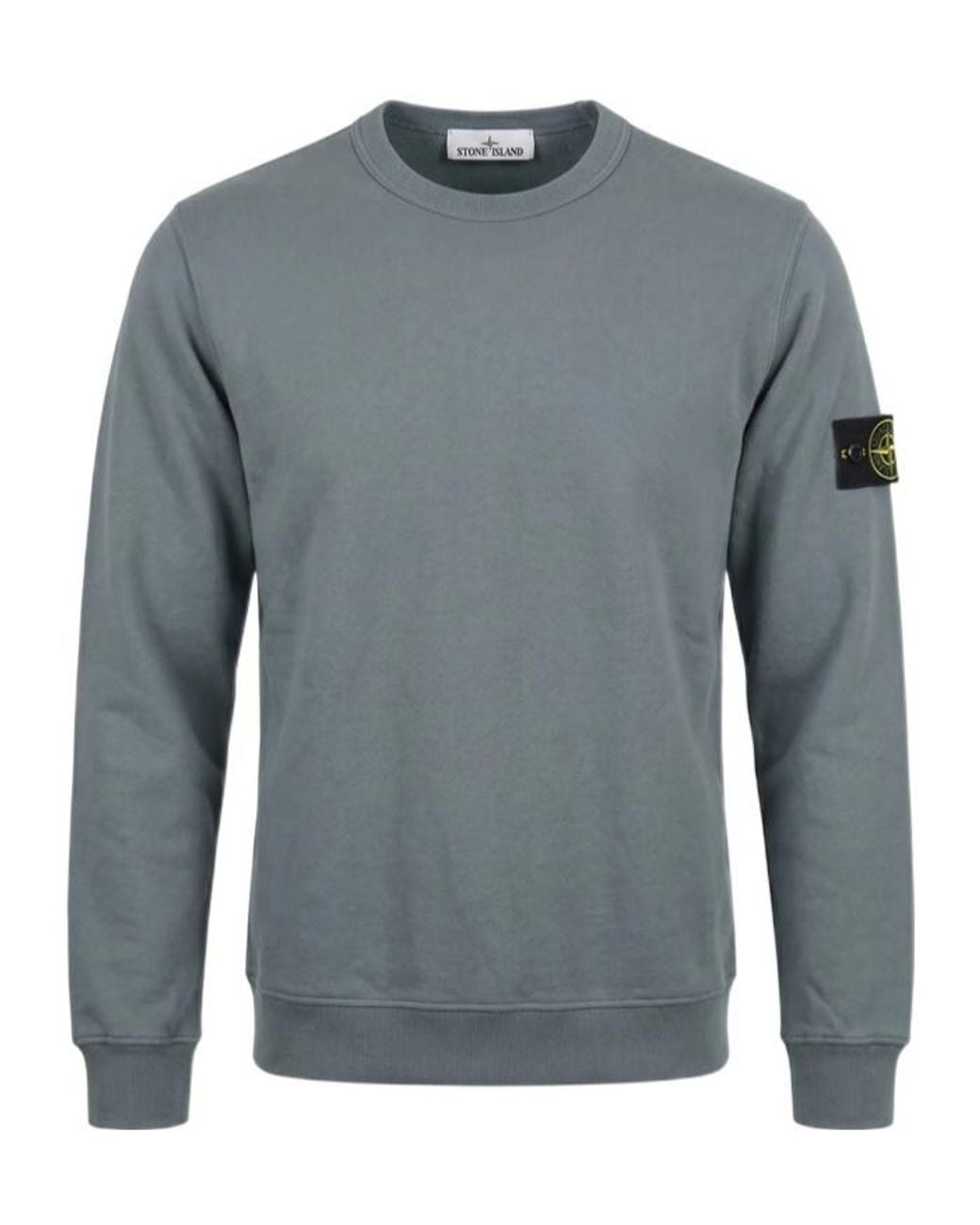 Stone Island Gray Badge Crewneck Sweatshirt for men