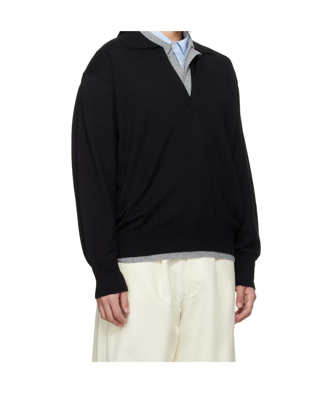 Ssstein Black Long-Sleeved Polo Shirt for men