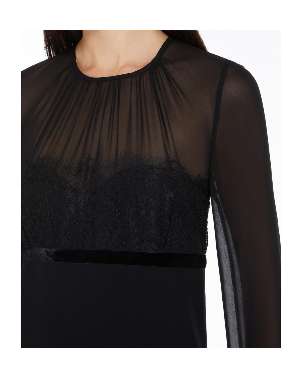 Max Mara Black Studio Crewneck Long-Sleeved Dress