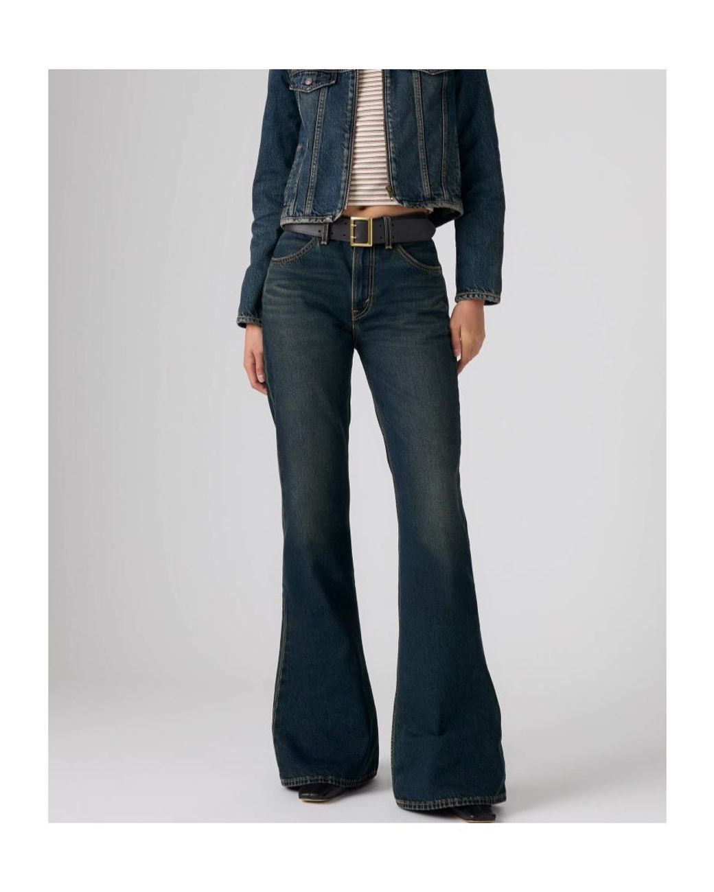 Levi's Blue Puddle Snap Flare High-Rise Jeans