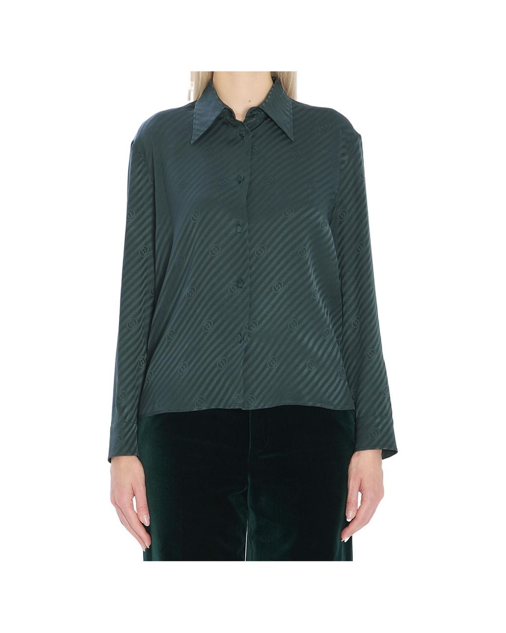 Gucci Green Interlocking Jacquard Shirt