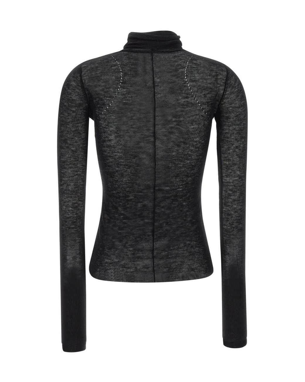 Elisabetta Franchi Black Sheer Turtleneck Knitted Sweater
