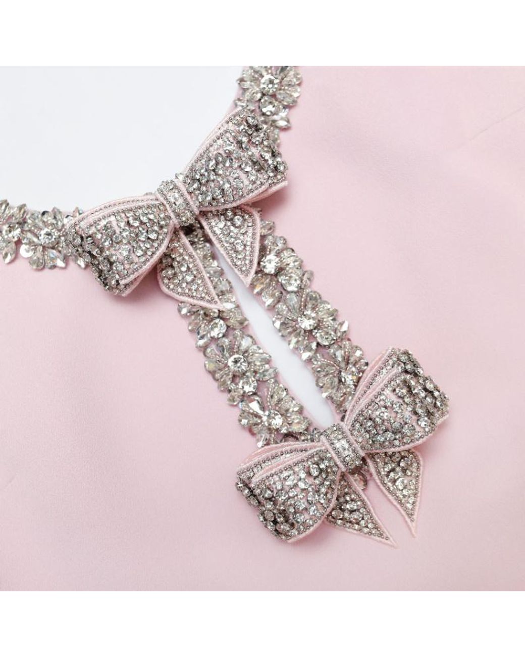 Self-Portrait Pink Ruffled Bow Embellished Crepe Mini Dress