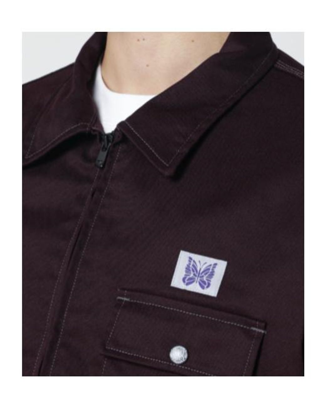 Needles Blue Zipped Logo Patch Jacket for men