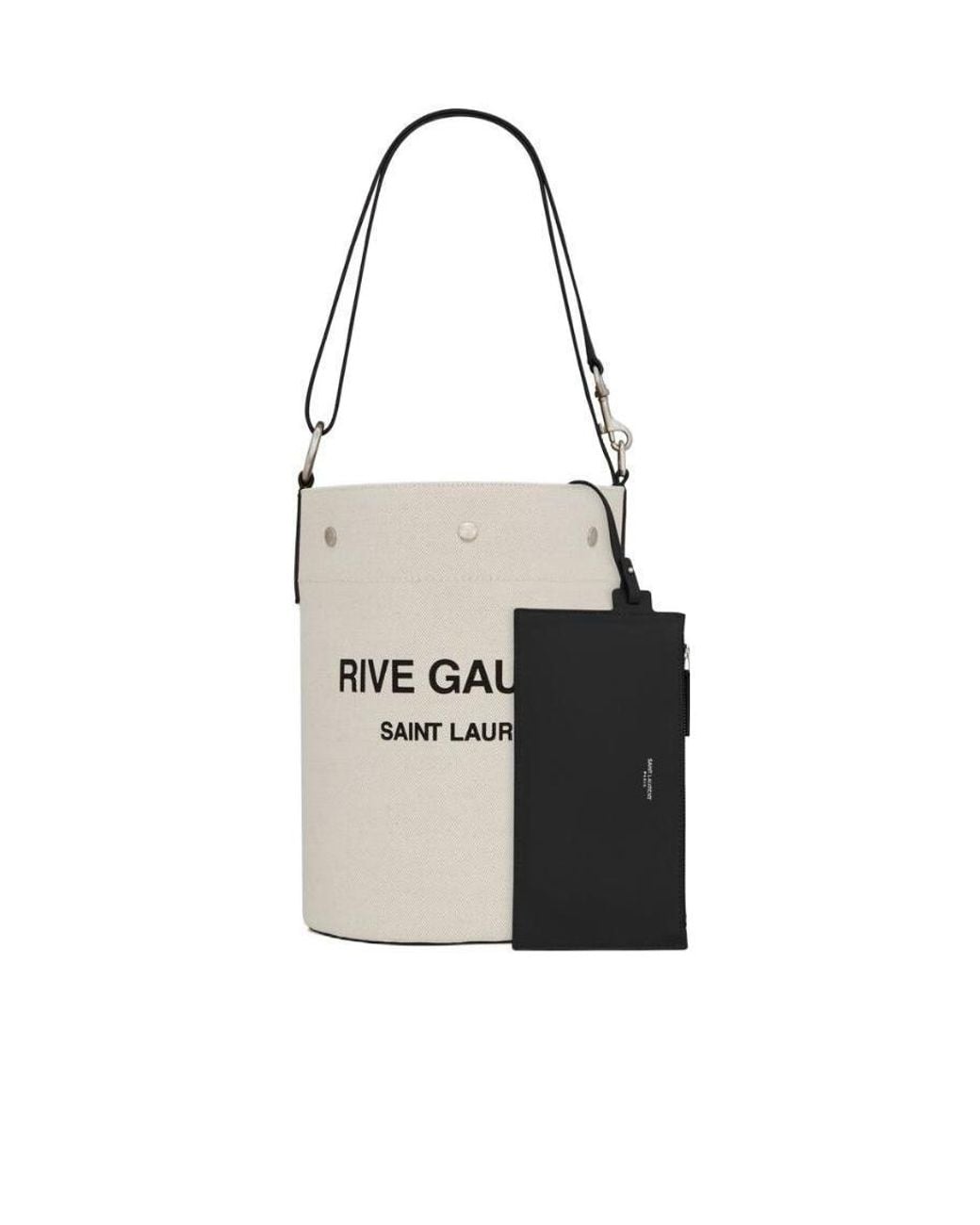Saint Laurent White Rive Gauche Bucket Bag for men