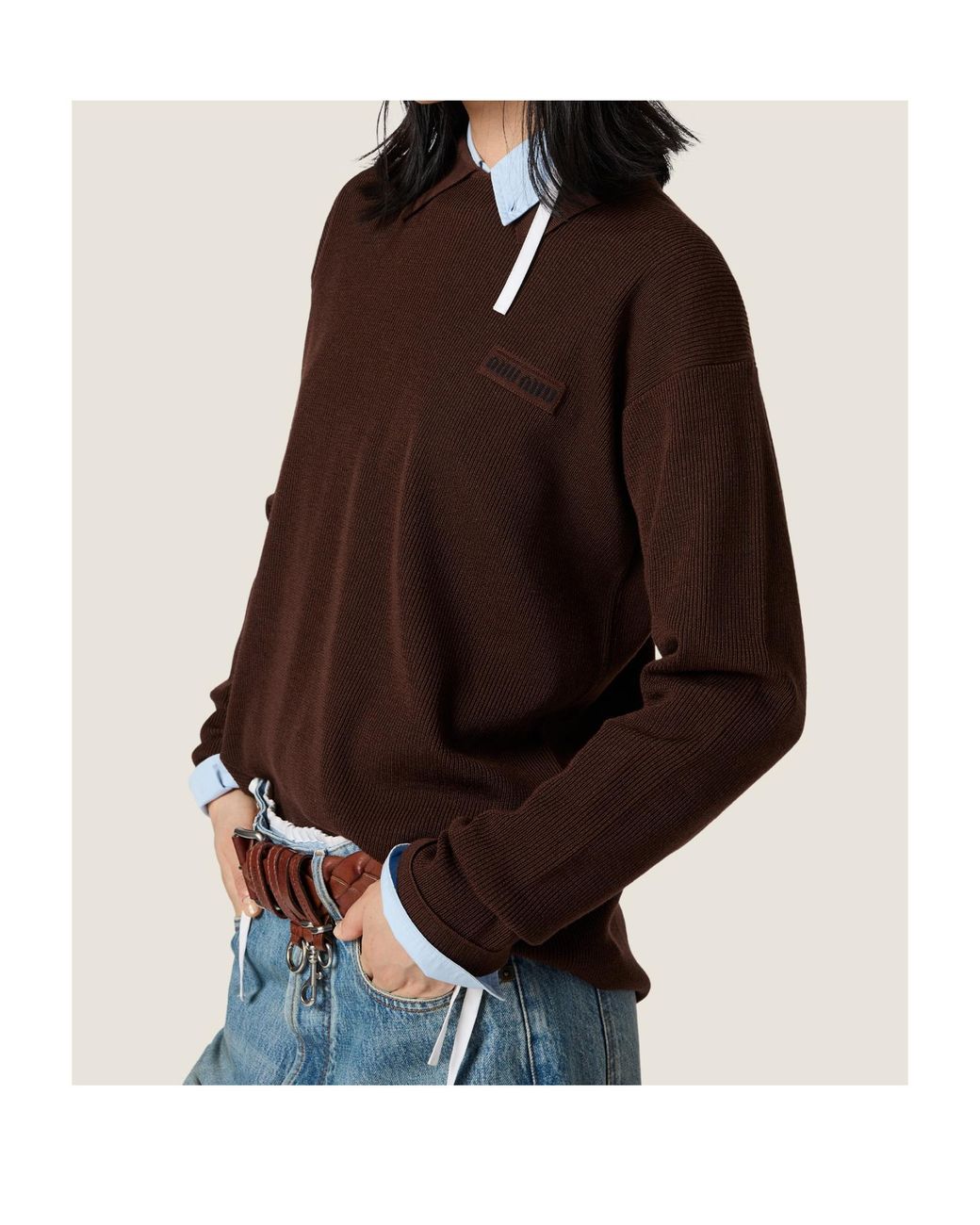 Miu Miu Brown Wool Polo Sweater