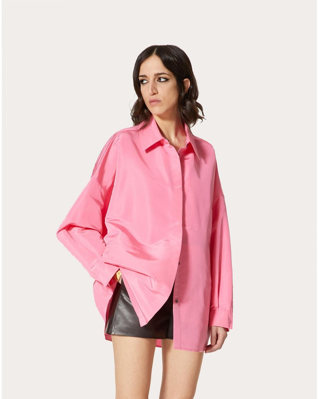 Valentino Pink Faille Pea Coat
