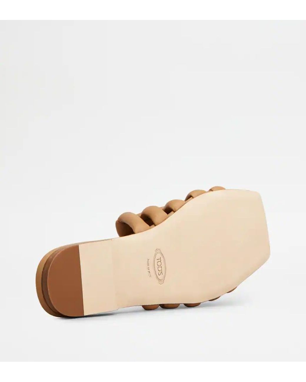 Tod's Brown Woven Slip-On Sandals