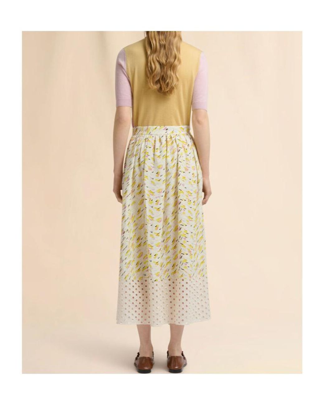 Marni White Brushstroke Wave Printed Midi Skirt