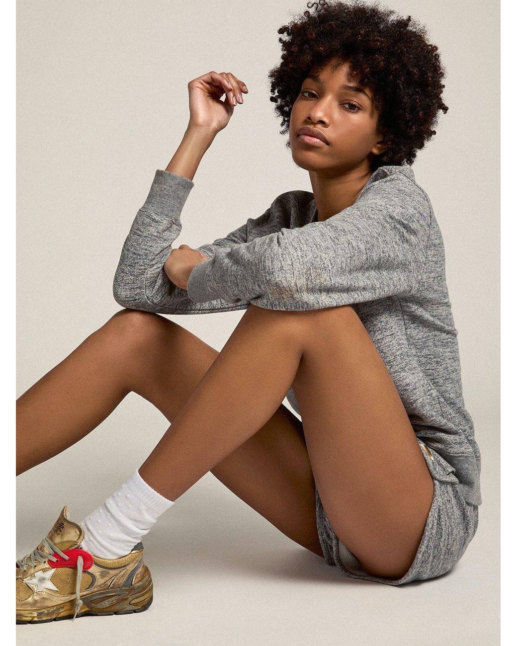 Golden Goose Deluxe Brand Gray Star Embroidered Shorts