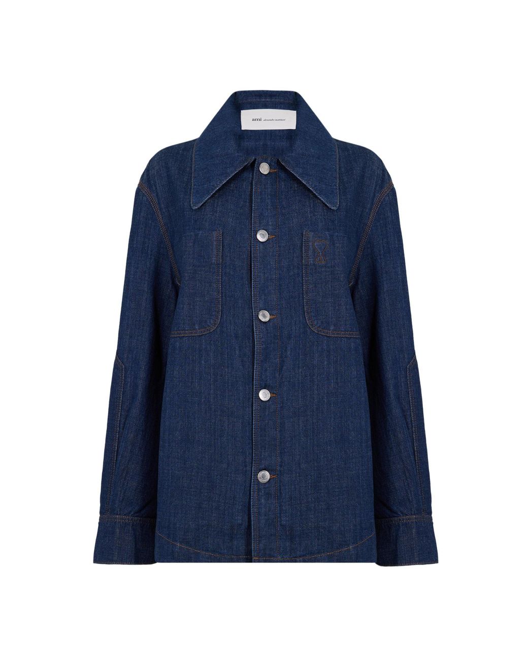 AMI Blue Embroidered Shirt Jacket