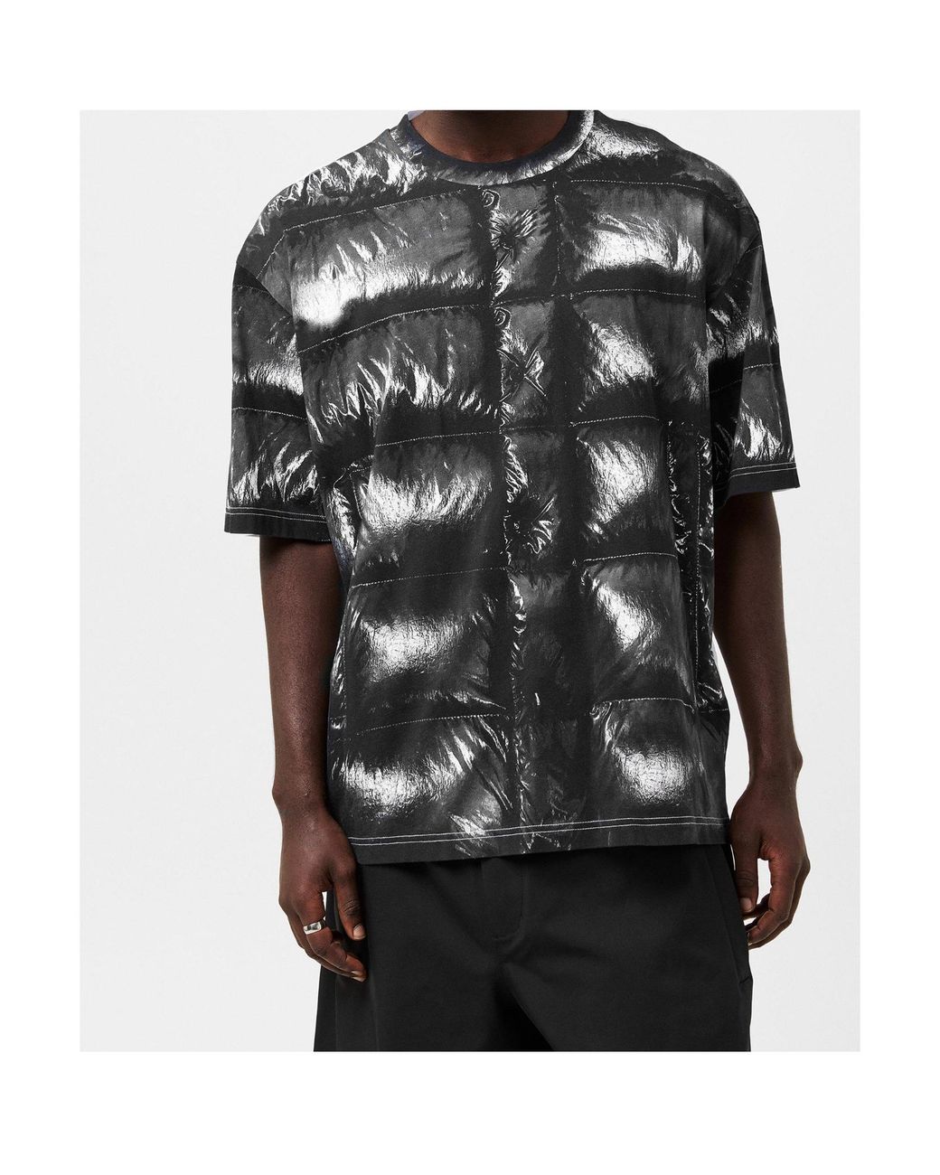 Moncler Black Printed Crew Neck T-Shirt for men